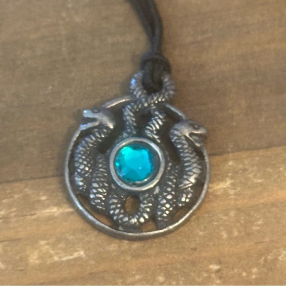 Pewter Celtic Nathair Serpent Amulet pendant cord necklace - Picture 3 of 5